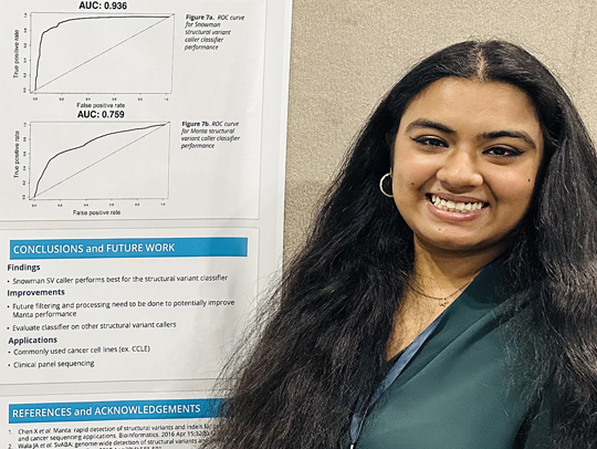 Ipsa Mittra with her research poster at SACNAS