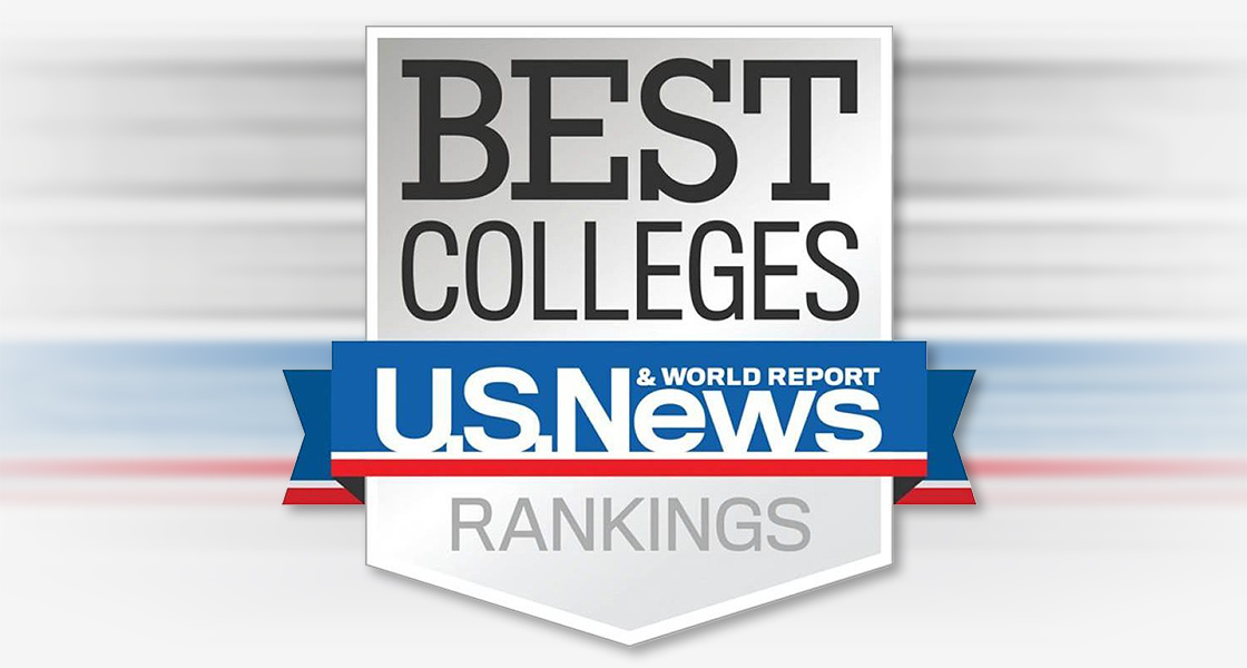 A banner featuring the US News and World Report College Rankings logo