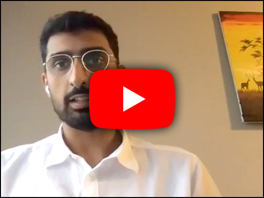 A video still of Adeel Malik talking about his health tech startup