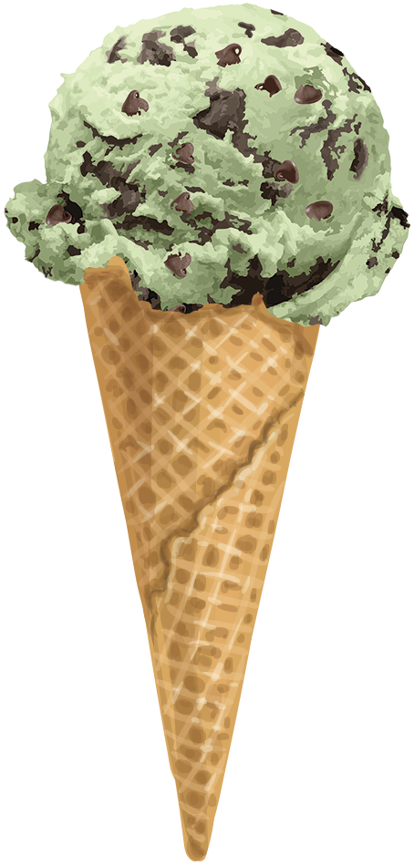 An ice cream cone topped with a scoop of our special new flavor!
