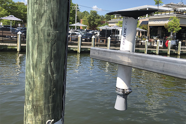 Hydronet monitoring equipment mounted on a dock in Annapolis, Maryland.