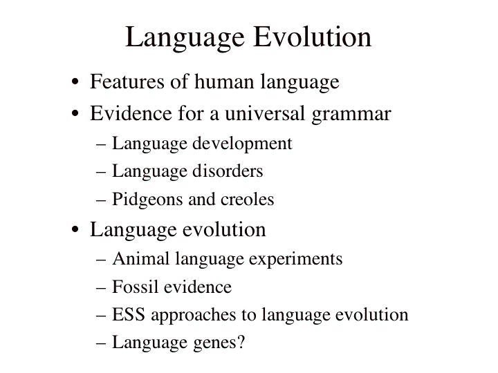 PowerPoint Presentation - Language evolution