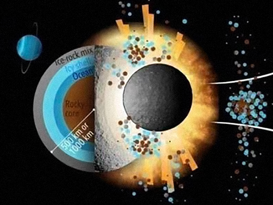 A cutaway illustration of a moon. Credit: Marc Neveu.