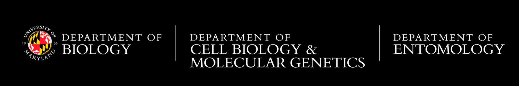 Department of Biology, Department of Cell Biology and Molecular Genetics, and Department of Entomology logos.