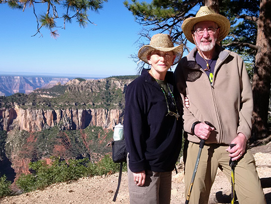 Judy and Larry hiking at the Grand Canyon