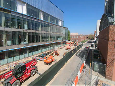 Still from a time-lapse video of the new Chemistry and Biochemistry Building going up.