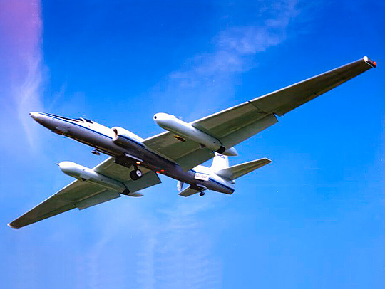 A small plane in the sky, seem from below. Credit: Ross Salawitch