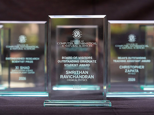 Crystal awards on a table. Credit: Mark Sherwood