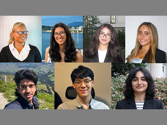 A collage of 7 students who won undergraduate travel awards