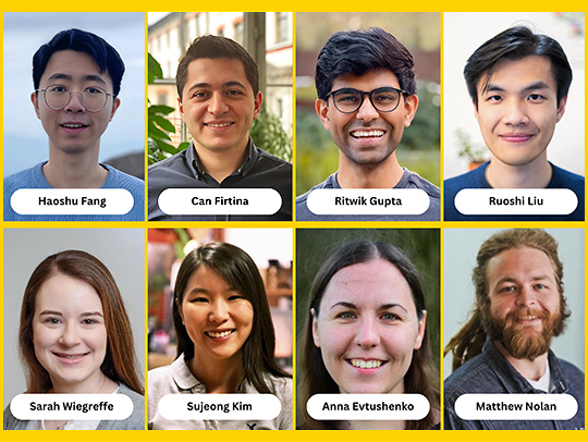 A simple collage of the faces of 8 new CS faculty members. A simple collage of the faces of 8 new CS faculty members.