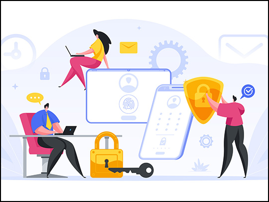 Illustration of people and computers representing at-risk users. Credit: iStock