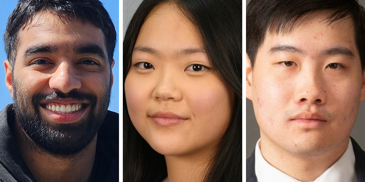 (L-R) Anirud Aggarwal, Grace Cai and Steven Su