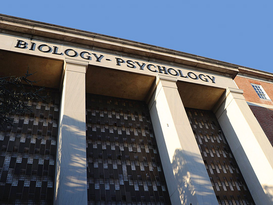 The facade of UMD's Biology-Psychology building.