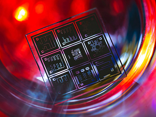 A quantum computer chip from the Kollar Lab, Credit: John T. Consoli.