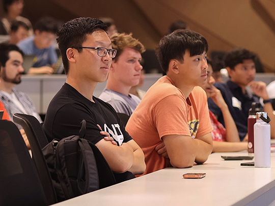 Students in an Iribe Center lcture hall