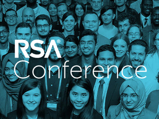RSA Conference Logo on a tinted image of a crowd of people