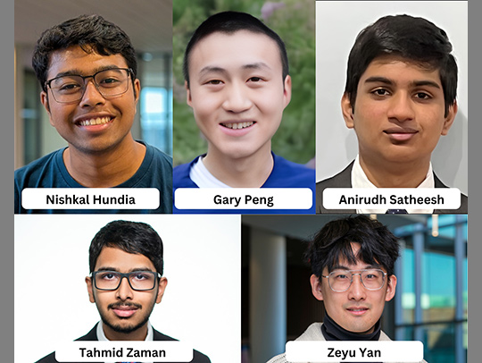 A collage of 5 CS students who won the Grant Family and 