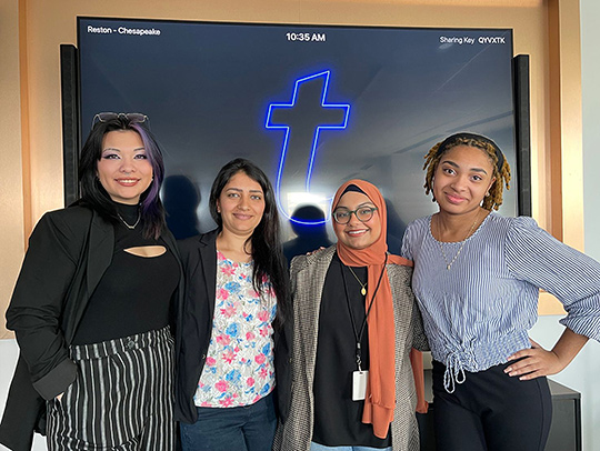 A group of four young women who participated in Break Through Tech's sprintern program