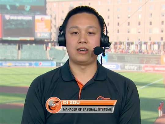 Di Zhou appearing on the Orioles Extra pregame show
