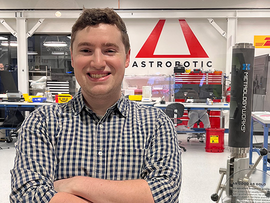 Russell Schwartz standing outside of a clean room