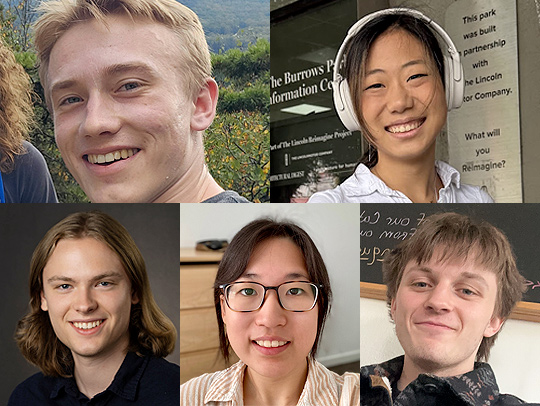 A collage of the faces of 5 students