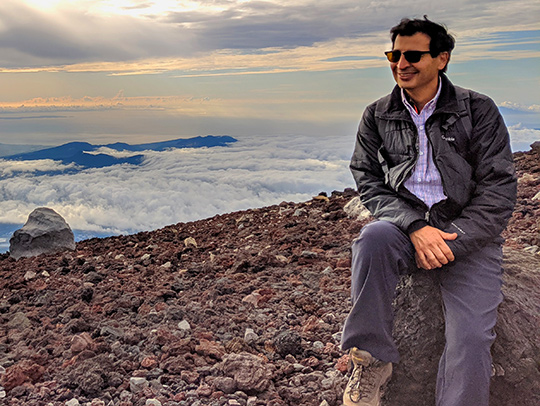 Masoud Loghmani at the top of Mt. Fuji