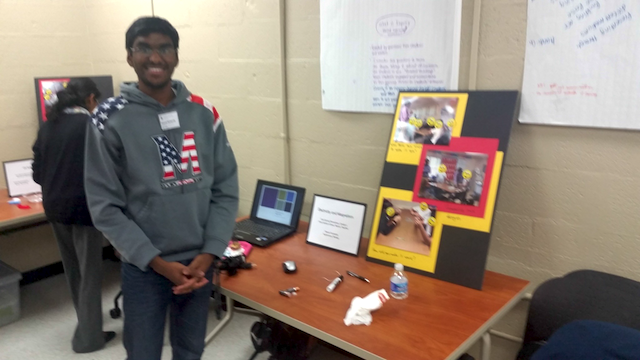 TLPL 101 student, Steven Kurapaty, Sophomore, major, Biology, presents his lesson, “Blade-spinners Return”
